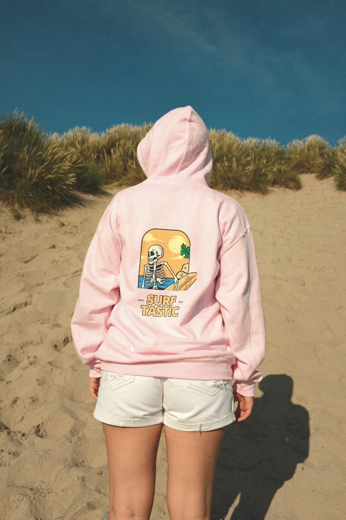 Skeleton Hoodie - Baby Pink